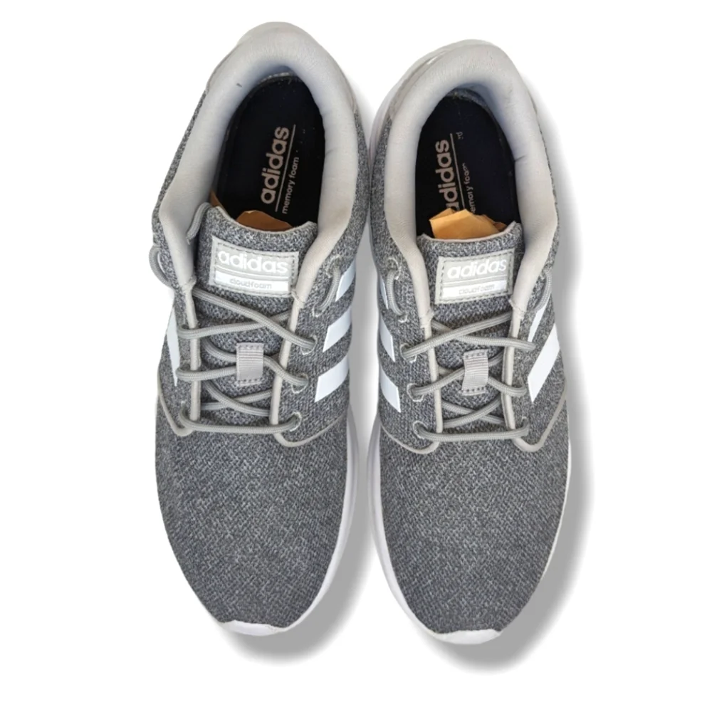 adidas | Cloud Foam Grey & White Knit Lace-Up Running Shoes Women's Size 8 - Picture 2 of 5